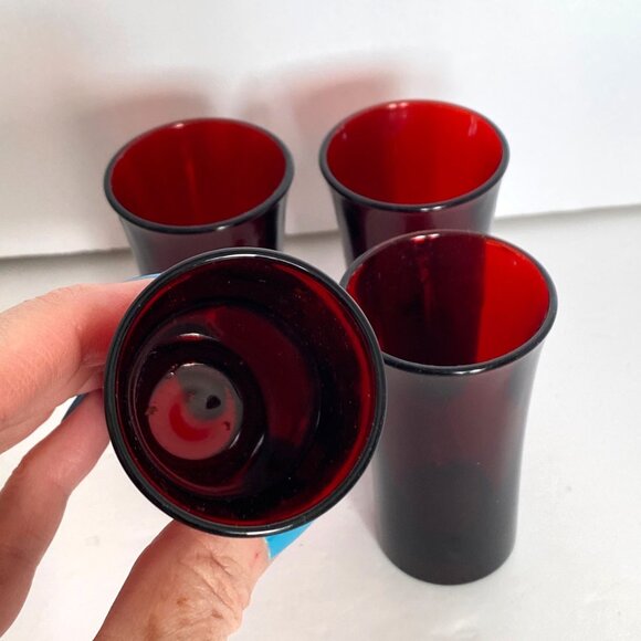 Anchor Hocking Royal Ruby 1.5 Oz Shot Whiskey Glasses Slender 3in Vtg Barware - Picture 2 of 6
